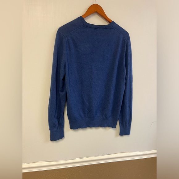 Vintage Banana Republic 72%Silk 15% Cashmere Blue V-Neck Pullover Men's L Luxury - Picture 2 of 6
